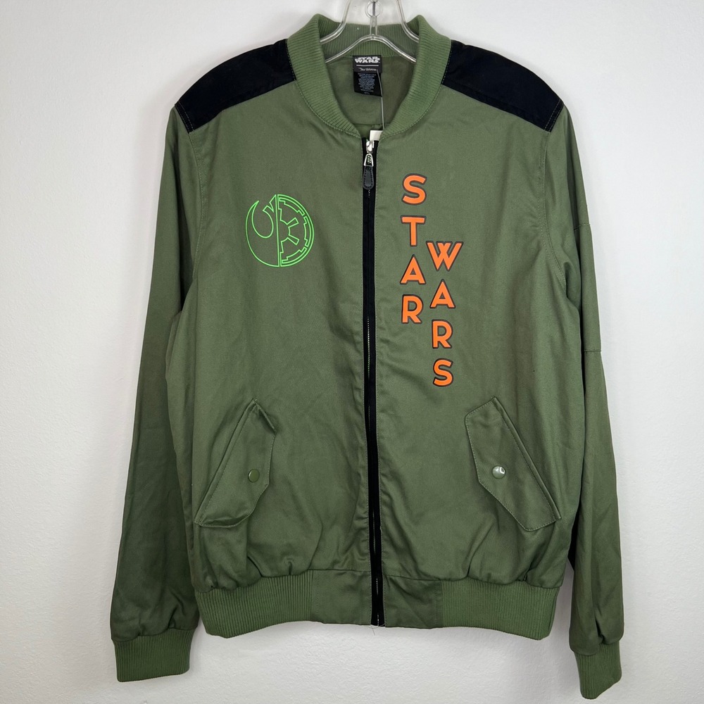Star Wars Our Universe Men's Bomber Jacket Medium NWT Olive Green Rebel Logo
